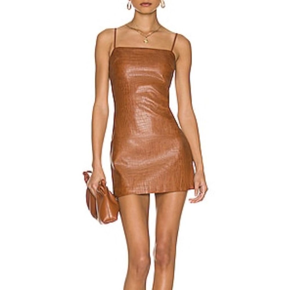 Bardot Tan Croc Mini Dress Size XS